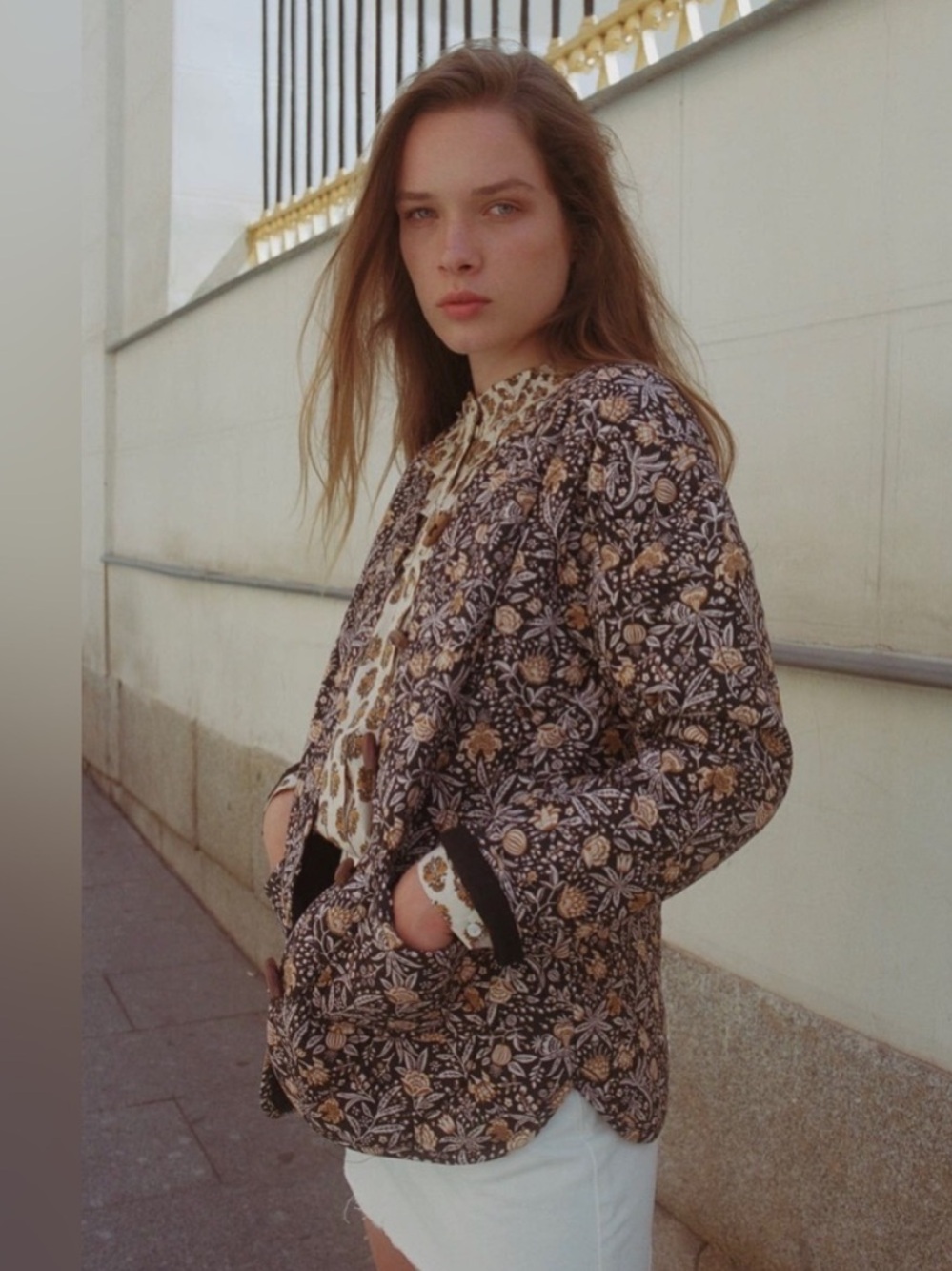 Sonmer Quilted Jacket Black Floral